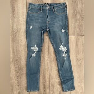 Hollister Advance Stretch Women's Distressed Mid-Rise Jean Legging - Blue